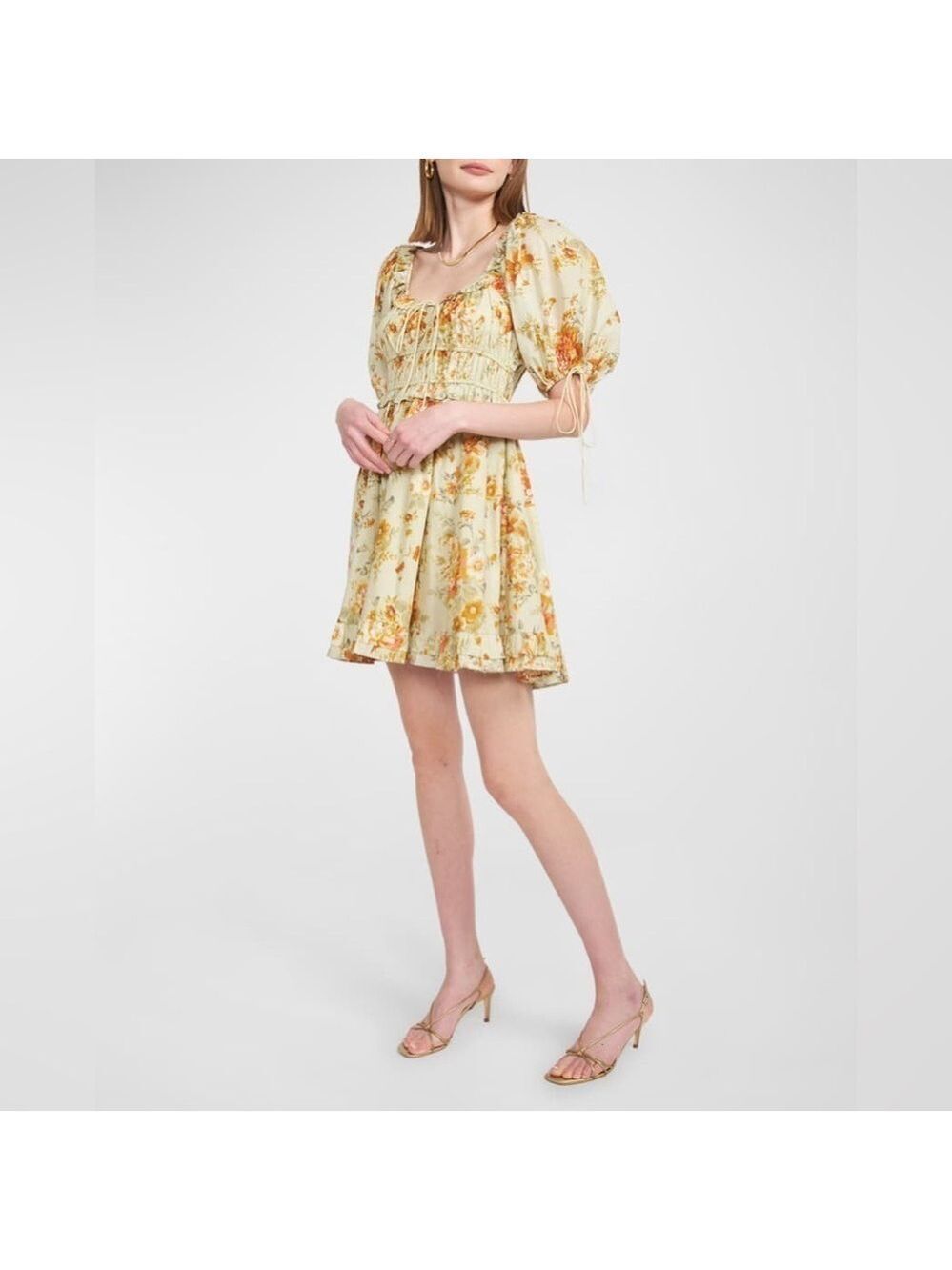 EN SAISON Milana Puff-Sleeve Floral Cotton Mini Dress
Size Small
